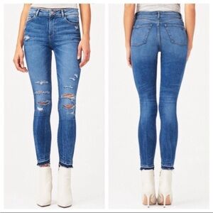 DL1961 Size 29 Farrow High Rise Insta Slim Distress Blue Jeans Kellwood Step Hem